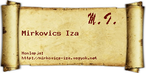 Mirkovics Iza névjegykártya